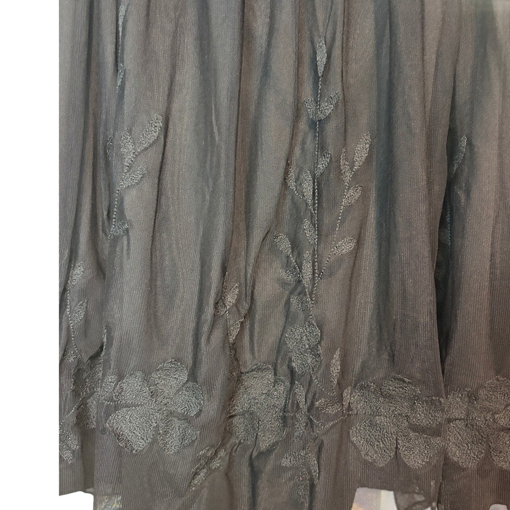 Paper Doll Black Tulle Beaded Floral Embroidered Skirt Large Whimsigoth Romantic - Picture 3 of 4
